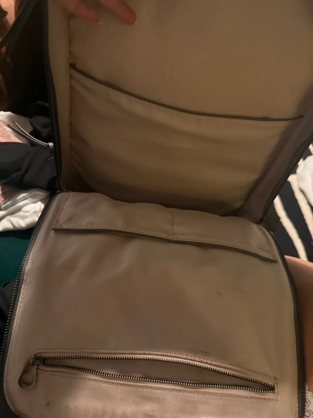 Gray faux leather laptop backpack